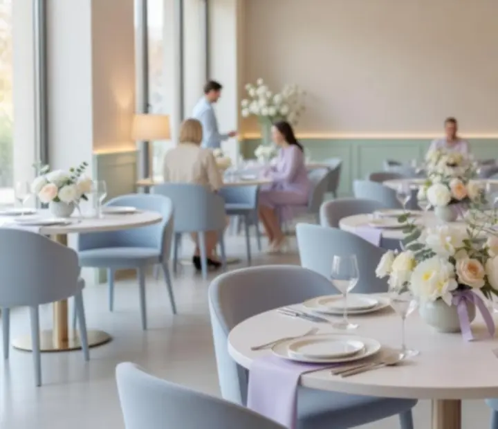 Jasne, nowoczesne wnętrze restauracji Widostravex przygotowane na eleganckie wydarzenie